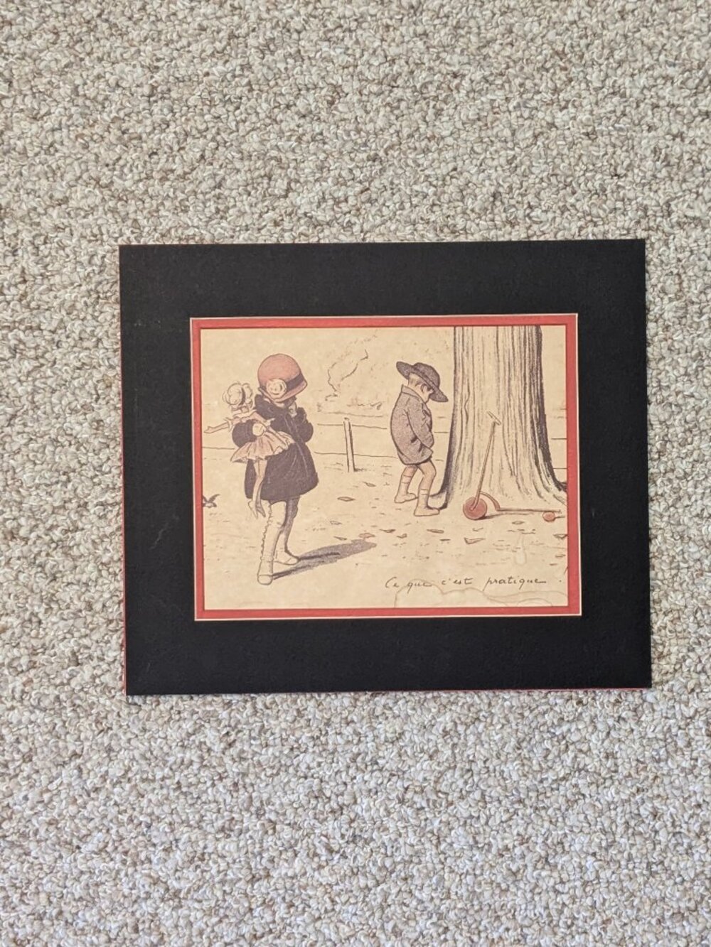 Vintage French Humorous Illustration Print - "Ce que c’est pratique"